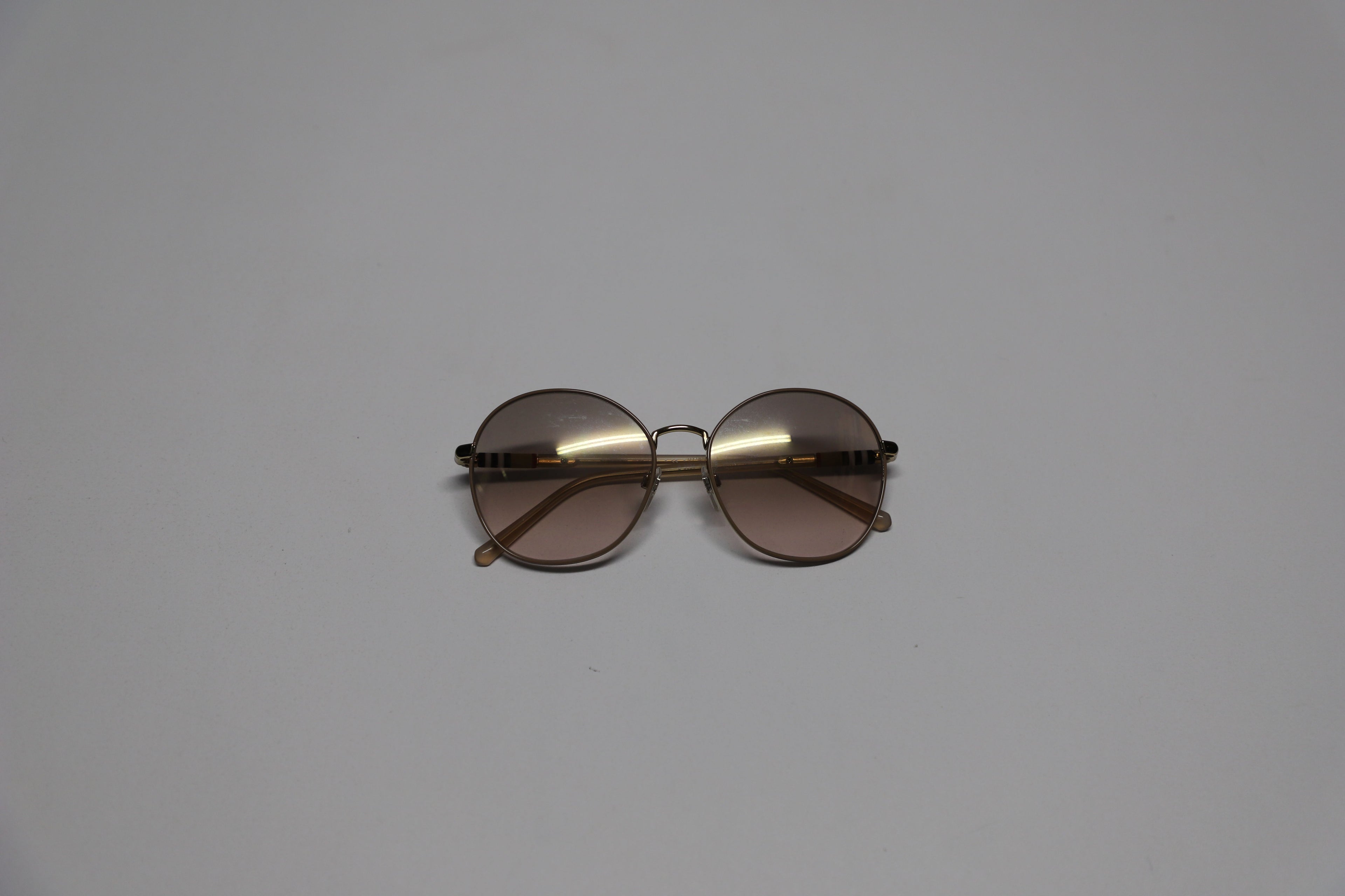 Burberry 3094 Gradient Round Sunglasses in Brown Metal