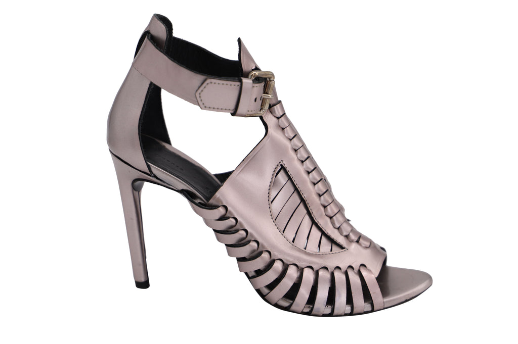 Women's Proenza Schouler Cage Heels in Silver Patent Leather