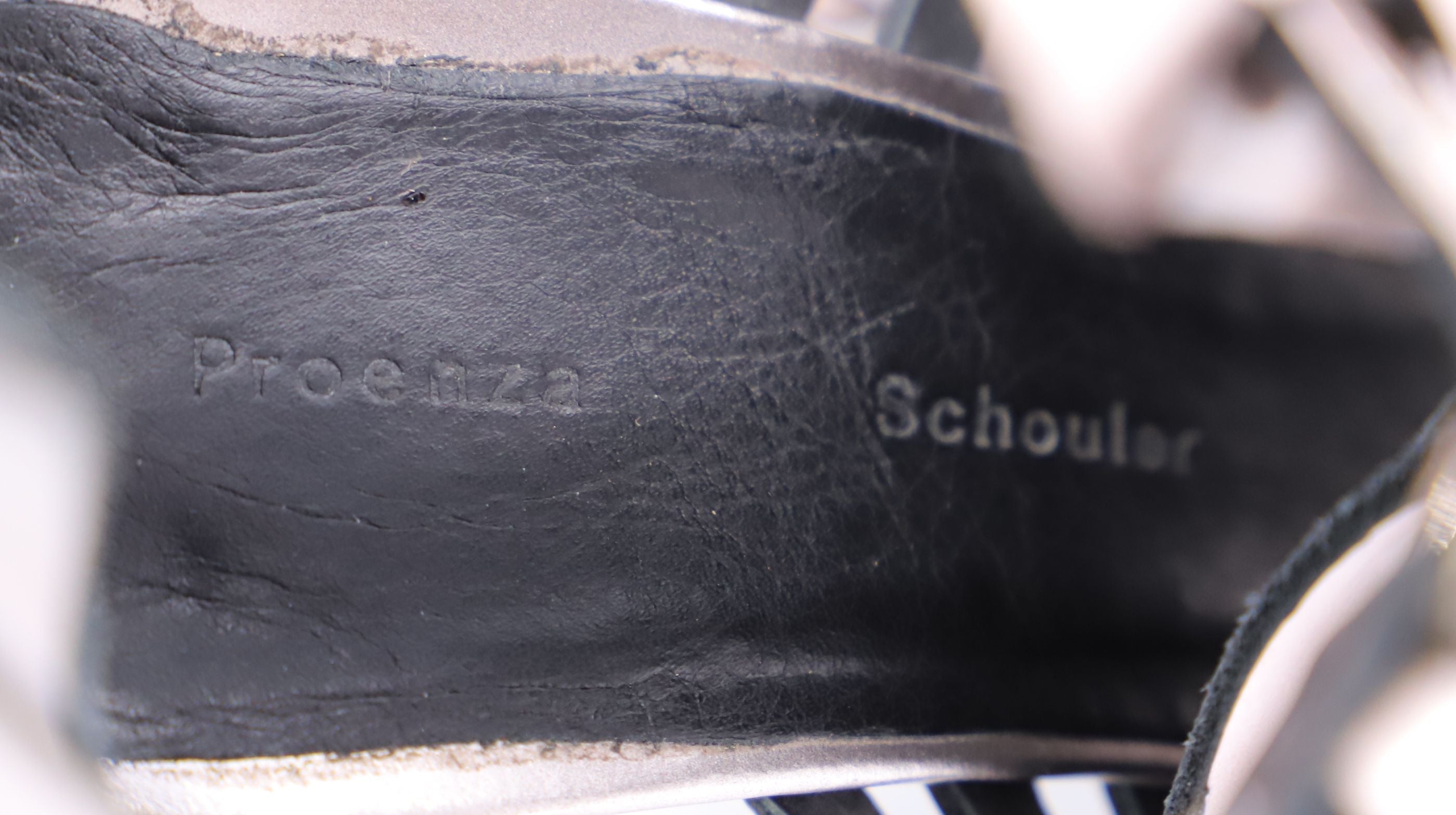 Women's Proenza Schouler Cage Heels in Silver Patent Leather