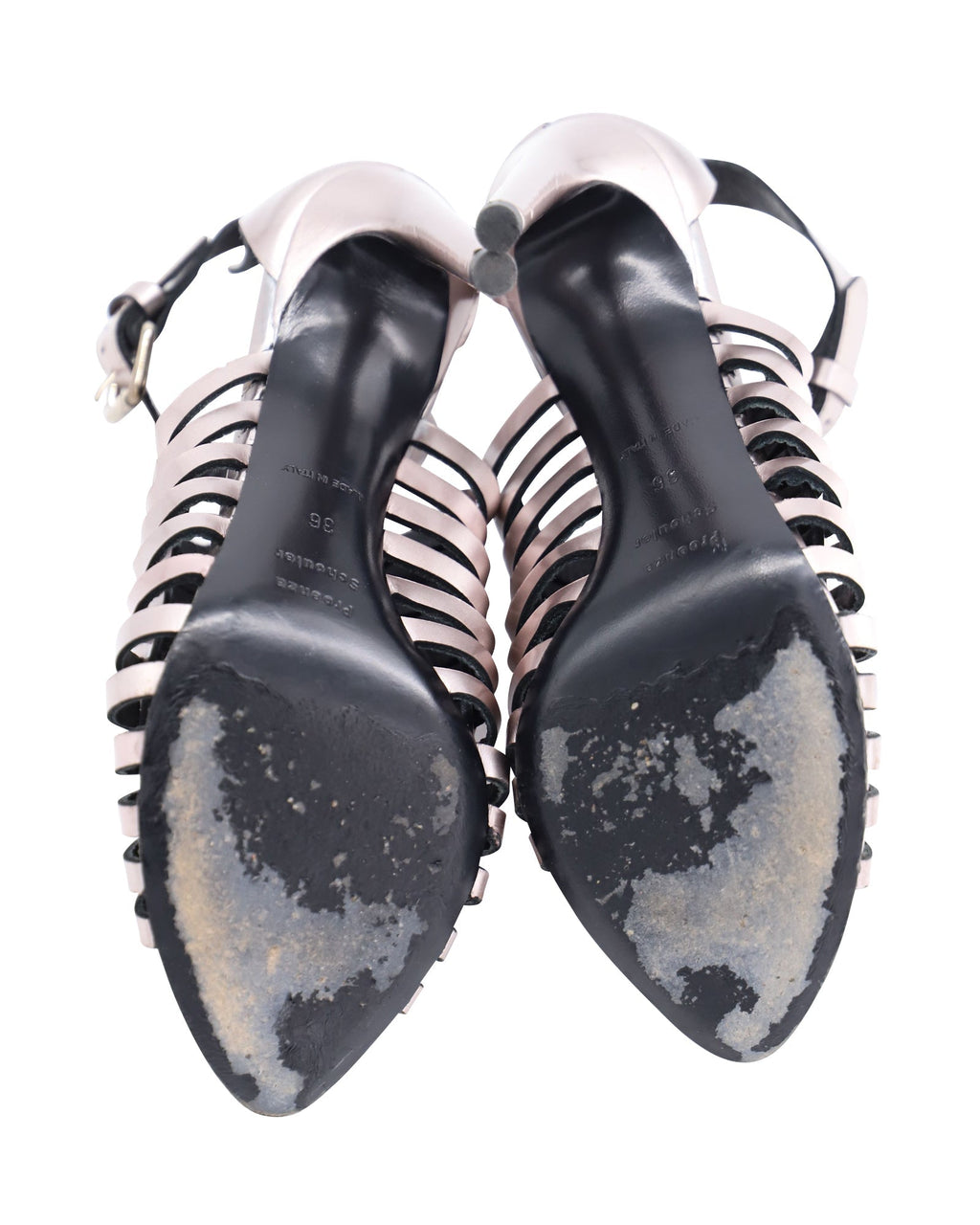 Women's Proenza Schouler Cage Heels in Silver Patent Leather