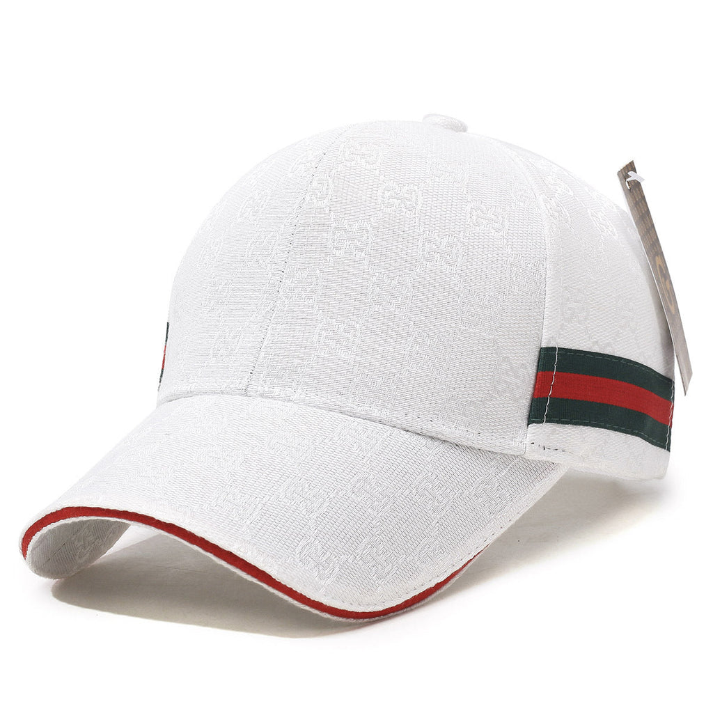 Patterned Canvas Baseball Cap with Striped Accent