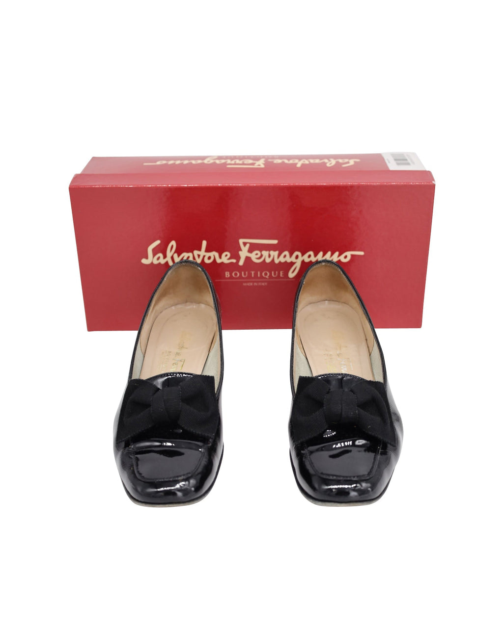Women's Salvatore Ferragamo Drusilla Bow Loafers in Black Patent Leather