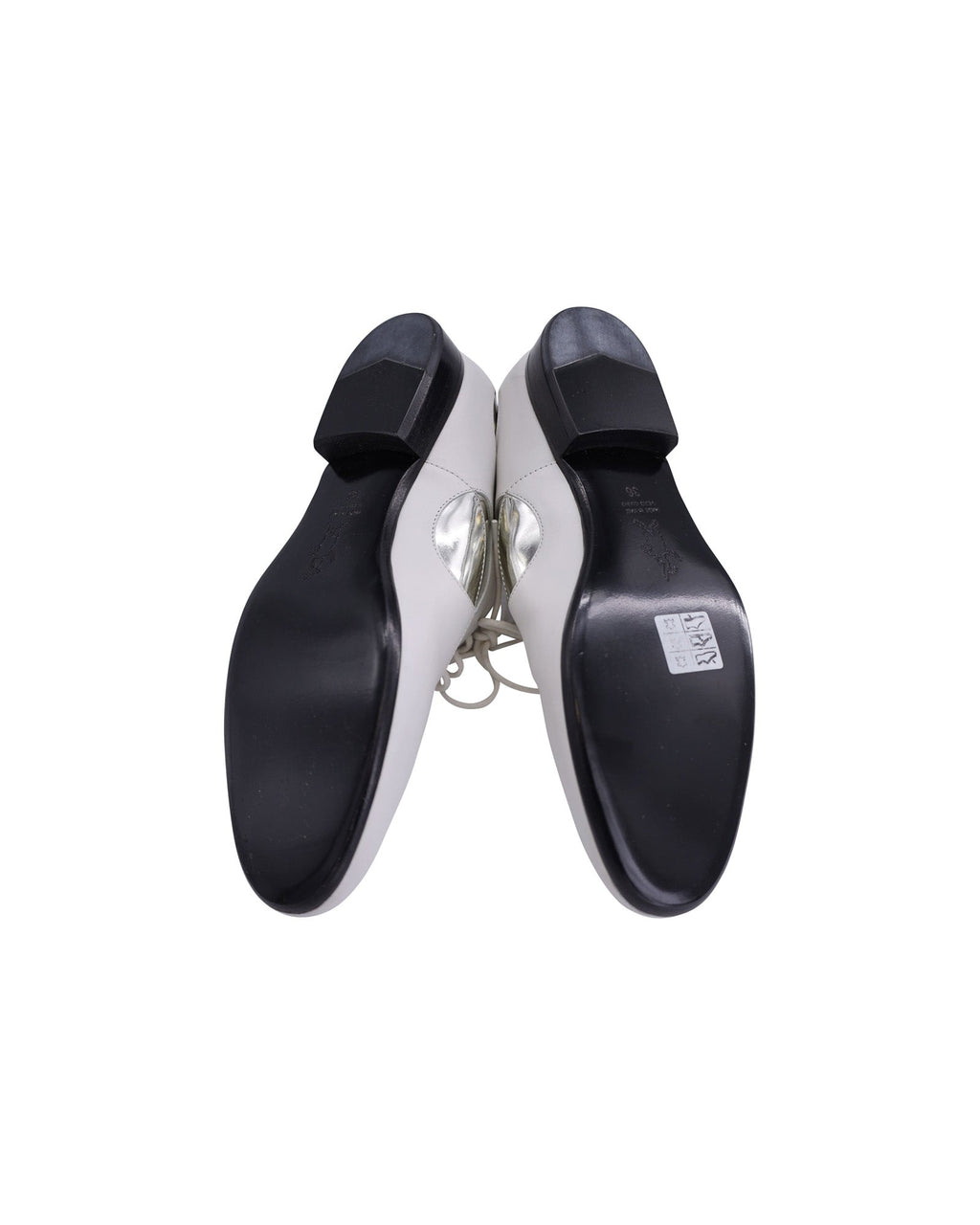 Women's Marni Polka Dot Lace Up Oxfords in White and Silver Leather