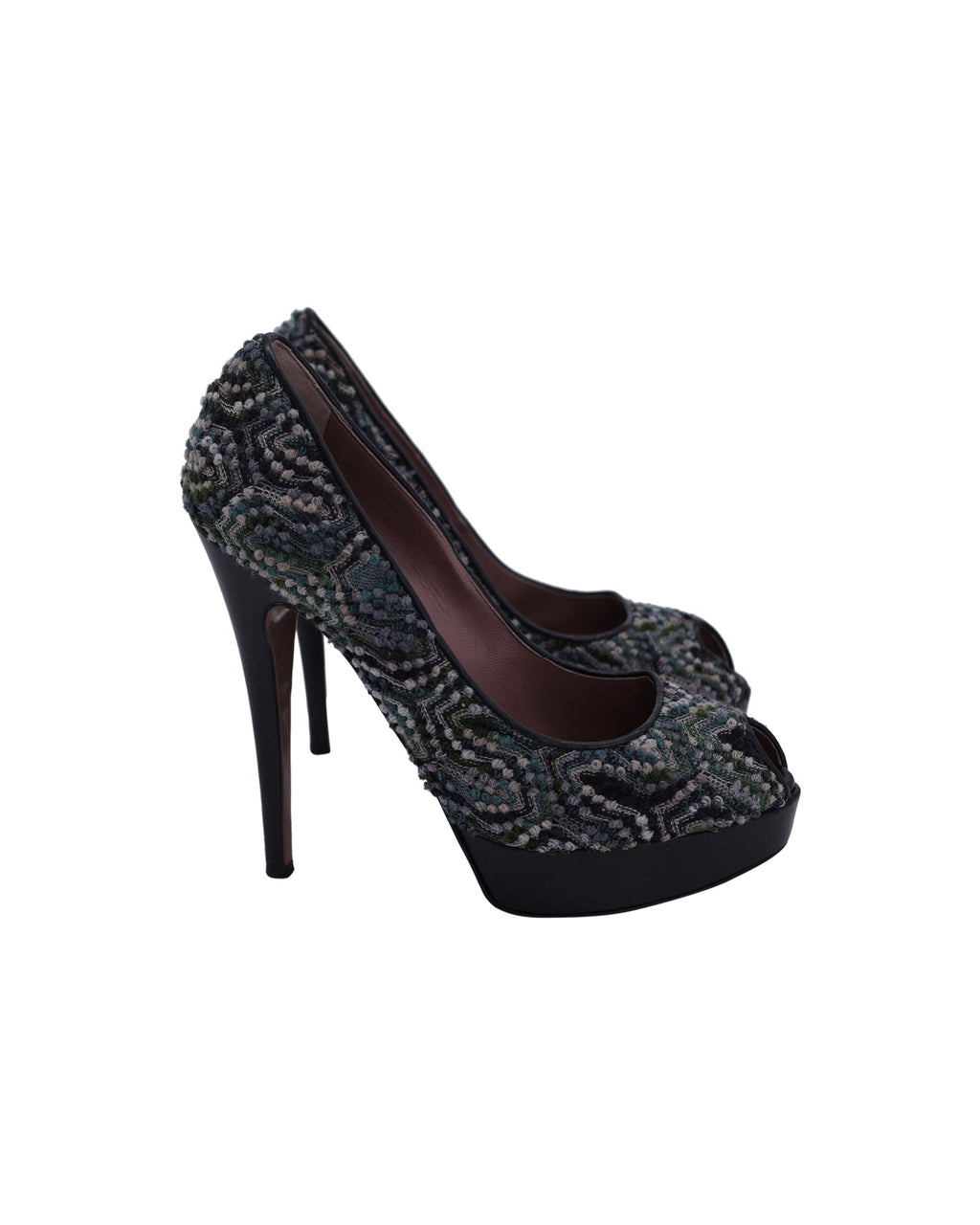 Women's Missoni Peep-Toe Platform Pumps in Multicolor Tweed