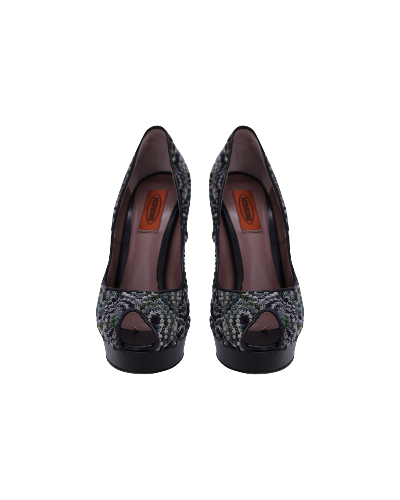 Women's Missoni Peep-Toe Platform Pumps in Multicolor Tweed