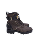 Women's Michael Kors Kincaid Lace-Up Boots in Brown Coated Canvas