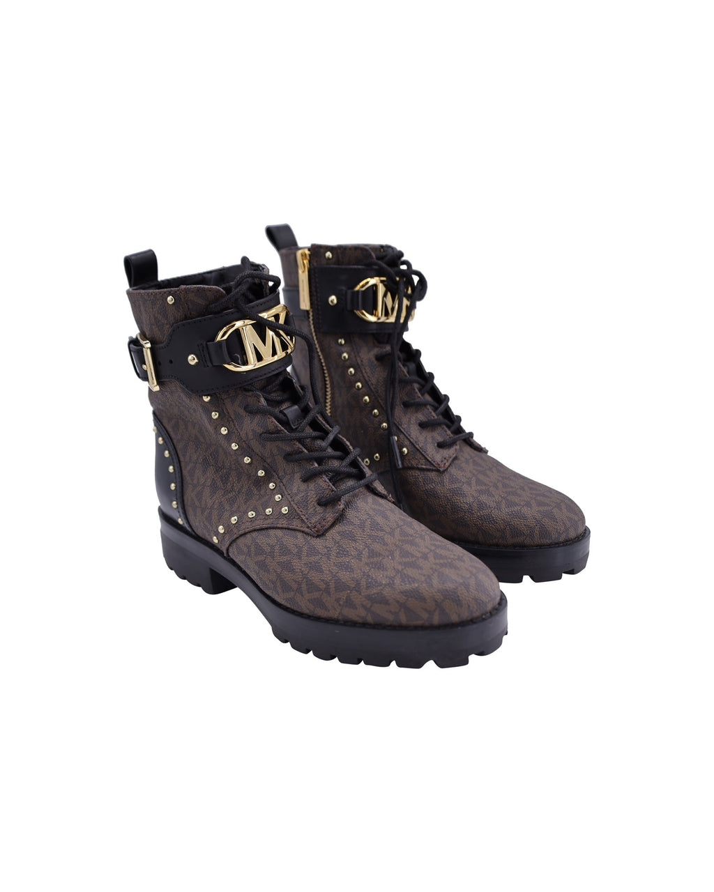 Women's Michael Kors Kincaid Lace-Up Boots in Brown Coated Canvas