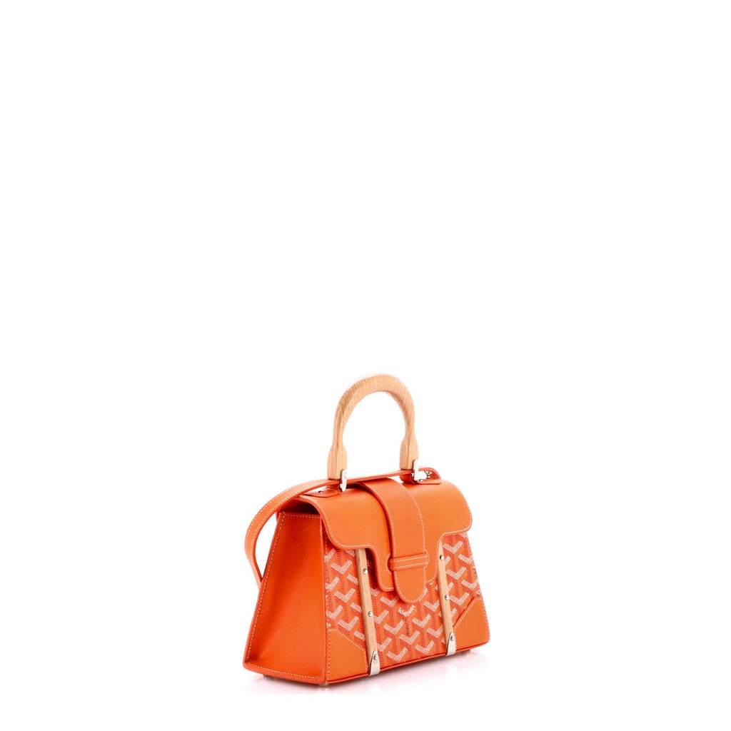 Structured Saigon Top Handle Bag Coated Canvas with Leather Mini