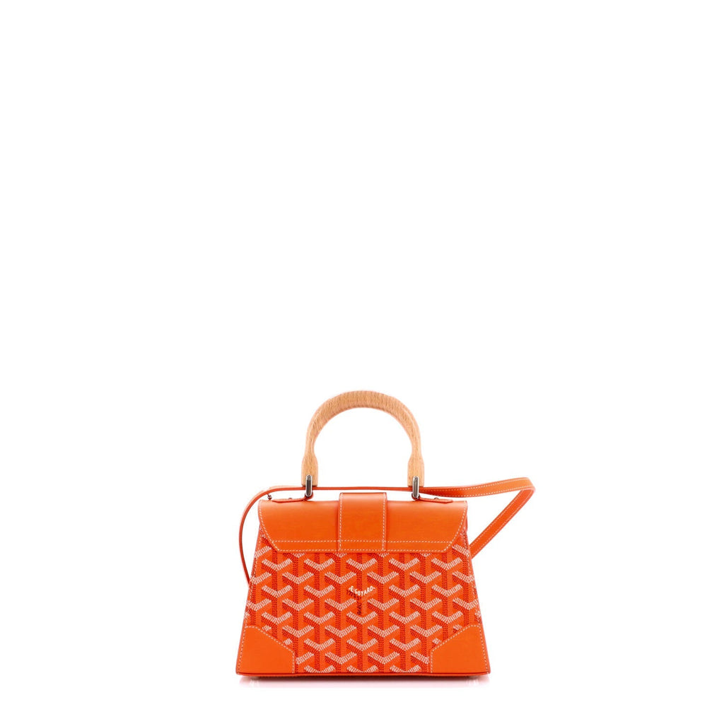 Structured Saigon Top Handle Bag Coated Canvas with Leather Mini