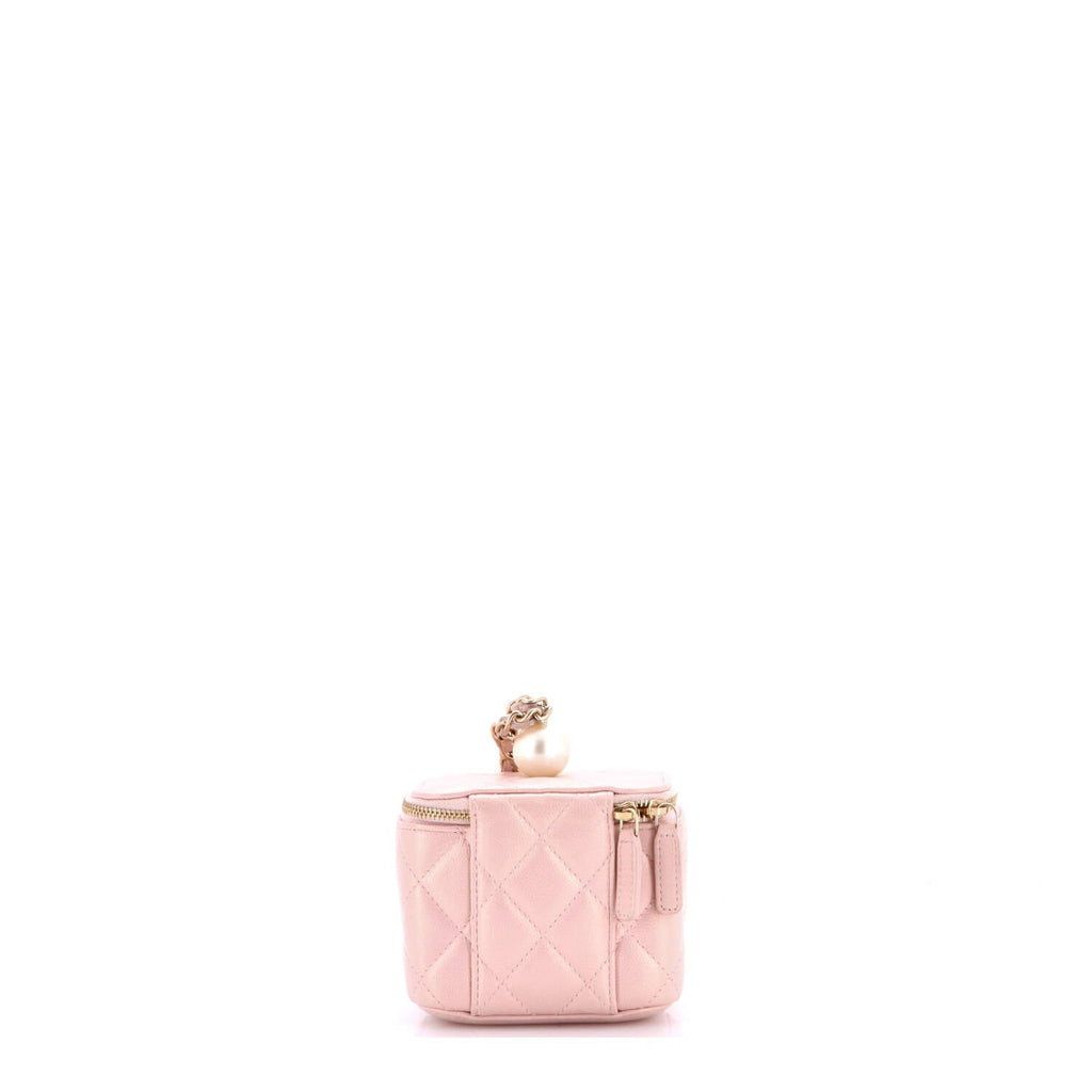 Classic Pearl Vanity Case with Chain Quilted Iridescent Caviar Mini