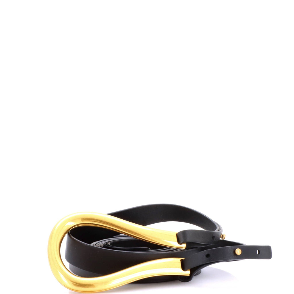 Double Strap Horsebit Buckle Belt Leather Wide