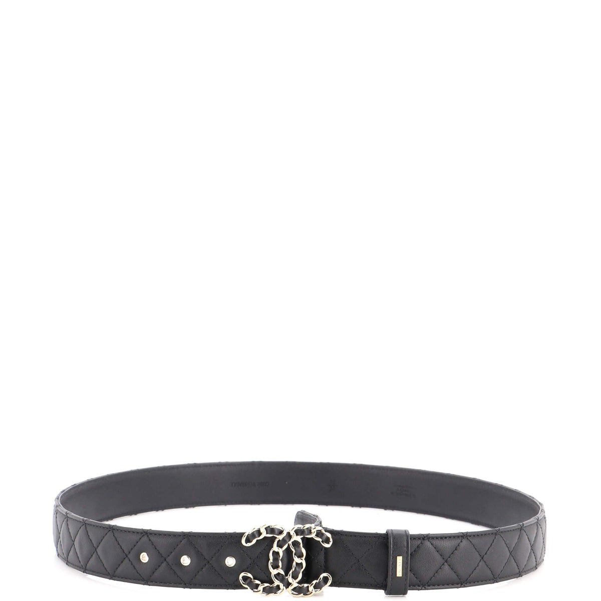 Woven Chain CC Buckle Belt Quilted Leather Medium