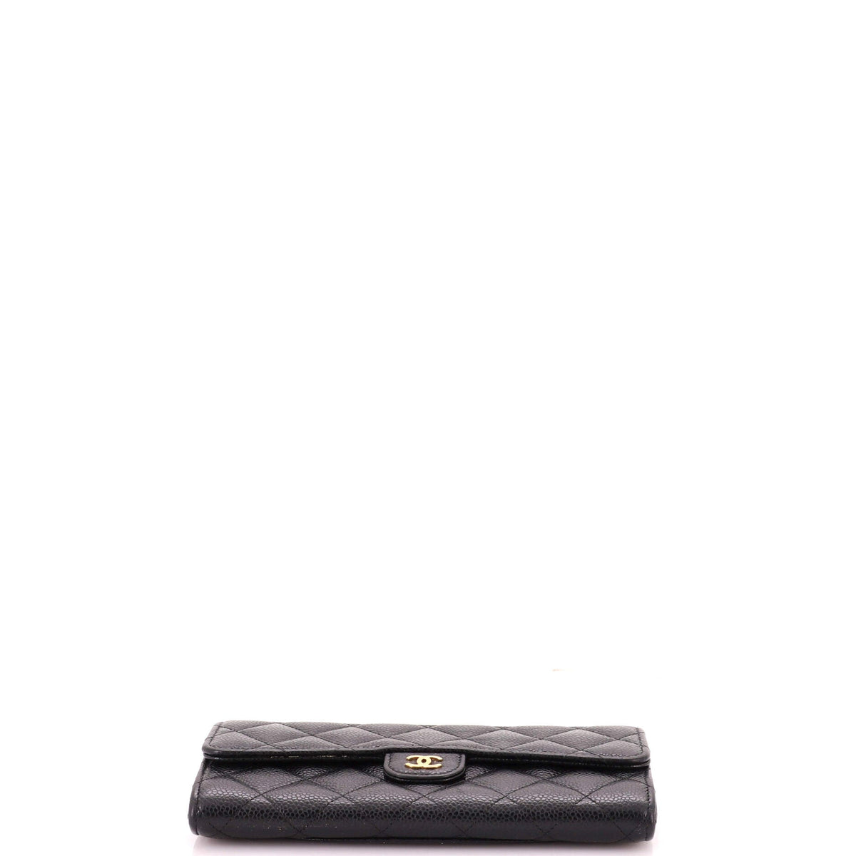 CC Gusset Classic Flap Wallet Quilted Caviar Long