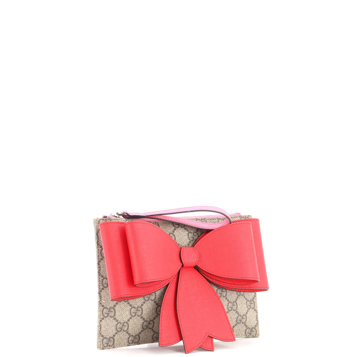 Children's Bow Wristlet Clutch GG Coated Canvas with Leather