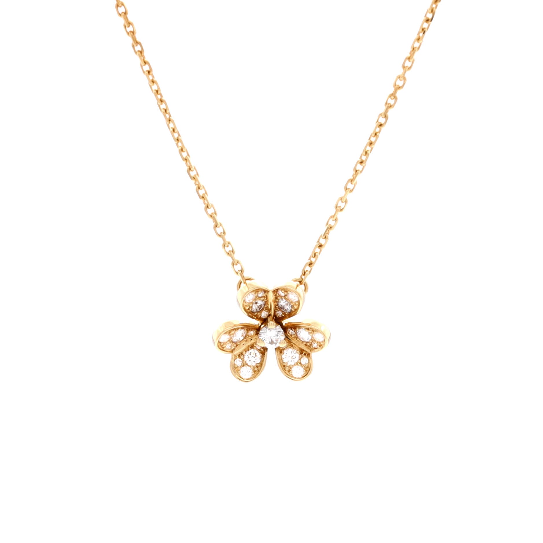 Frivole Pendant Necklace 18K Yellow Gold with Pave Diamonds Mini