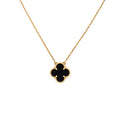 Vintage Alhambra Pendant Necklace 18K Yellow Gold and Onyx