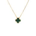 Vintage Alhambra Pendant Necklace 18K Yellow Gold and Malachite