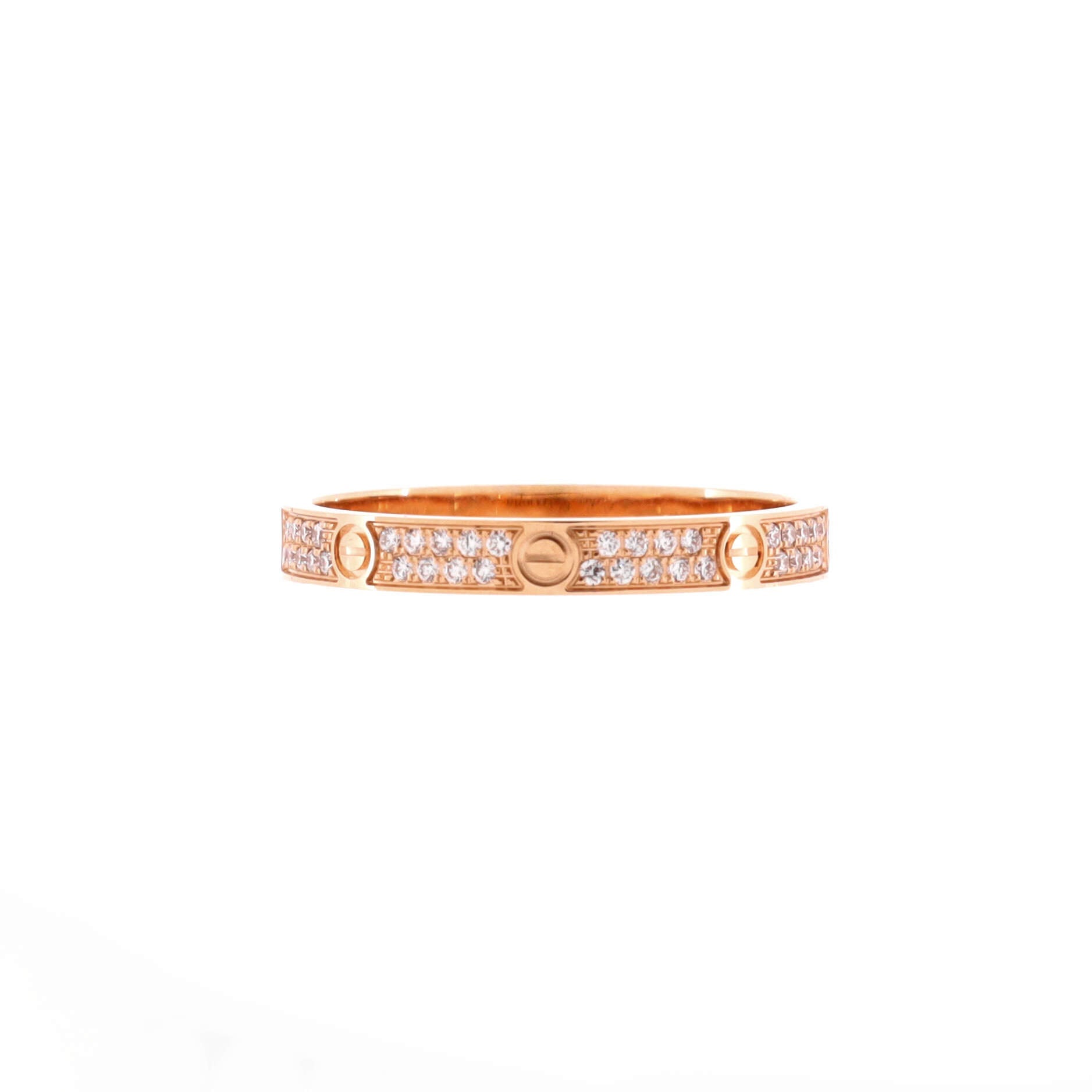Love Wedding Band Pave Diamonds Ring 18K Rose Gold and Diamonds Small