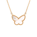 Lucky Alhambra Butterfly Pendant Necklace 18K Yellow Gold with Mother of Pearl