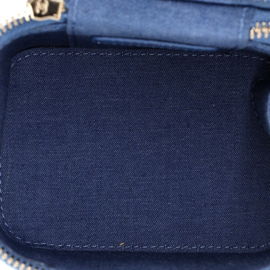 Pearl Crush Vanity Case with Chain Quilted Denim Mini