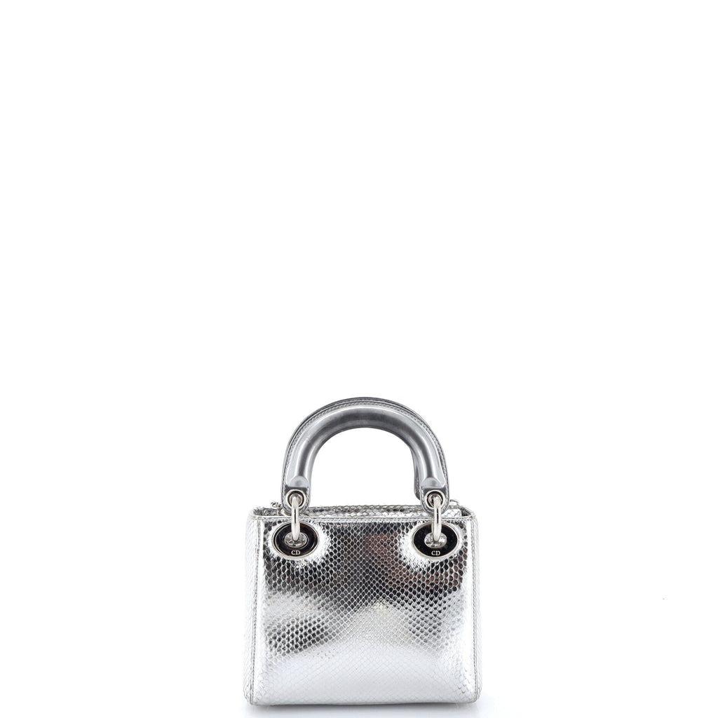 Lady Dior Chain Bag Metallic Snakeskin Mini
