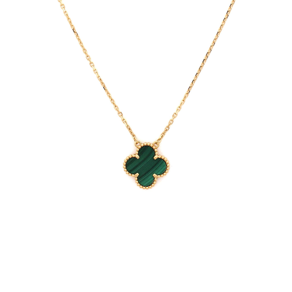 Vintage Alhambra Pendant Necklace 18K Yellow Gold and Malachite