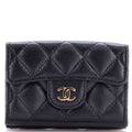 Trifold Classic Flap Wallet Quilted Caviar Small