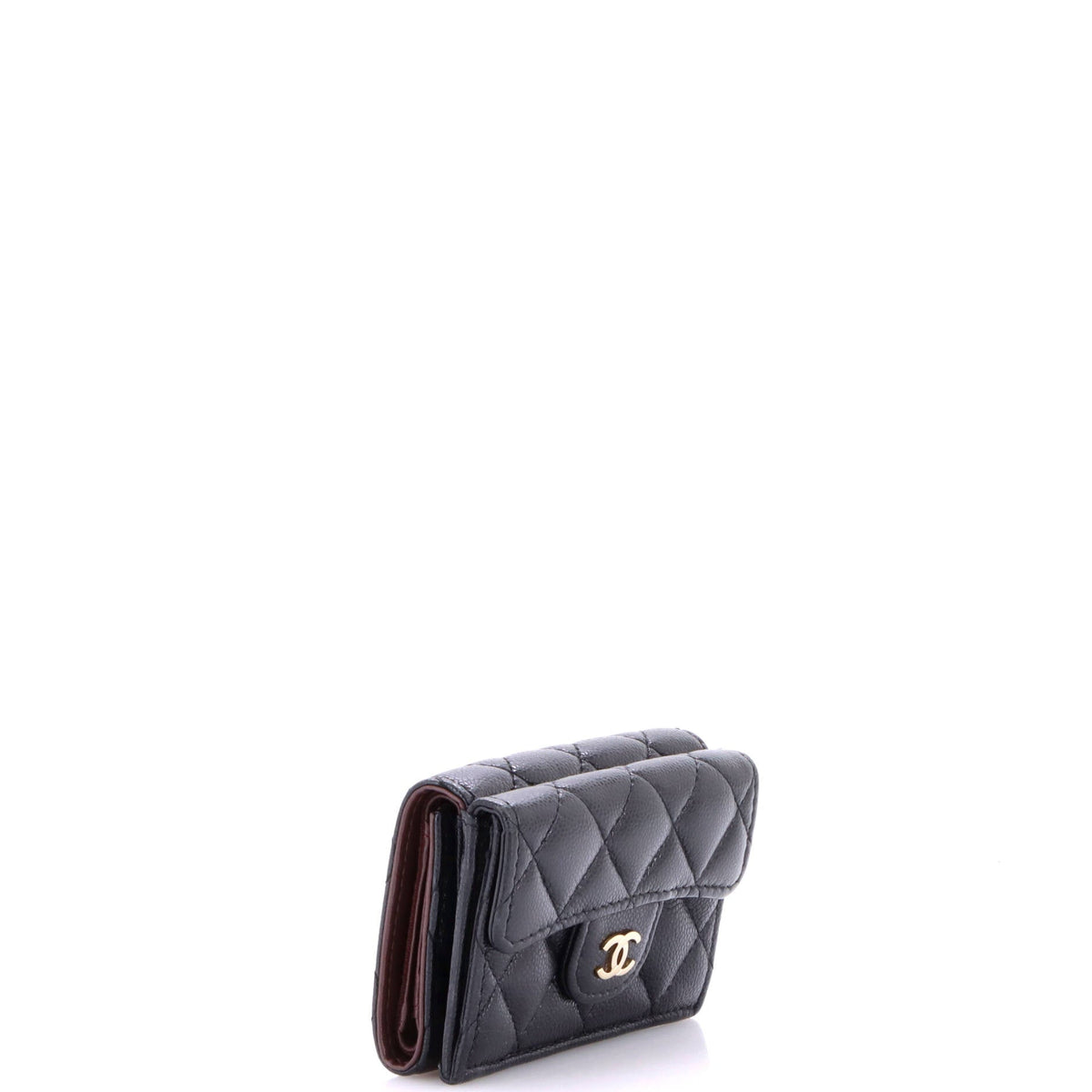 Trifold Classic Flap Wallet Quilted Caviar Small