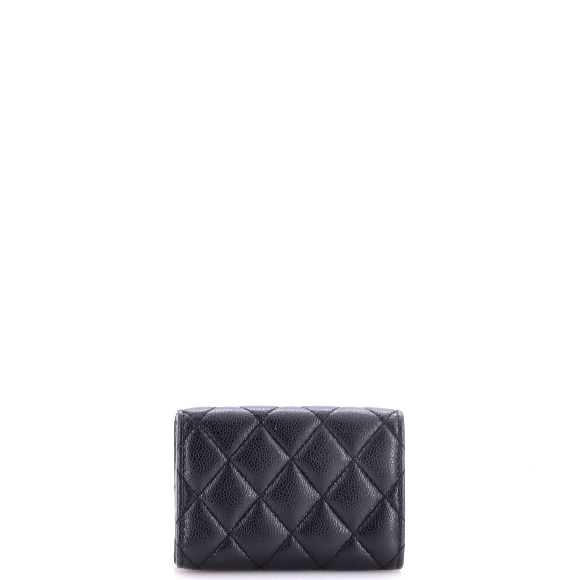 Trifold Classic Flap Wallet Quilted Caviar Small