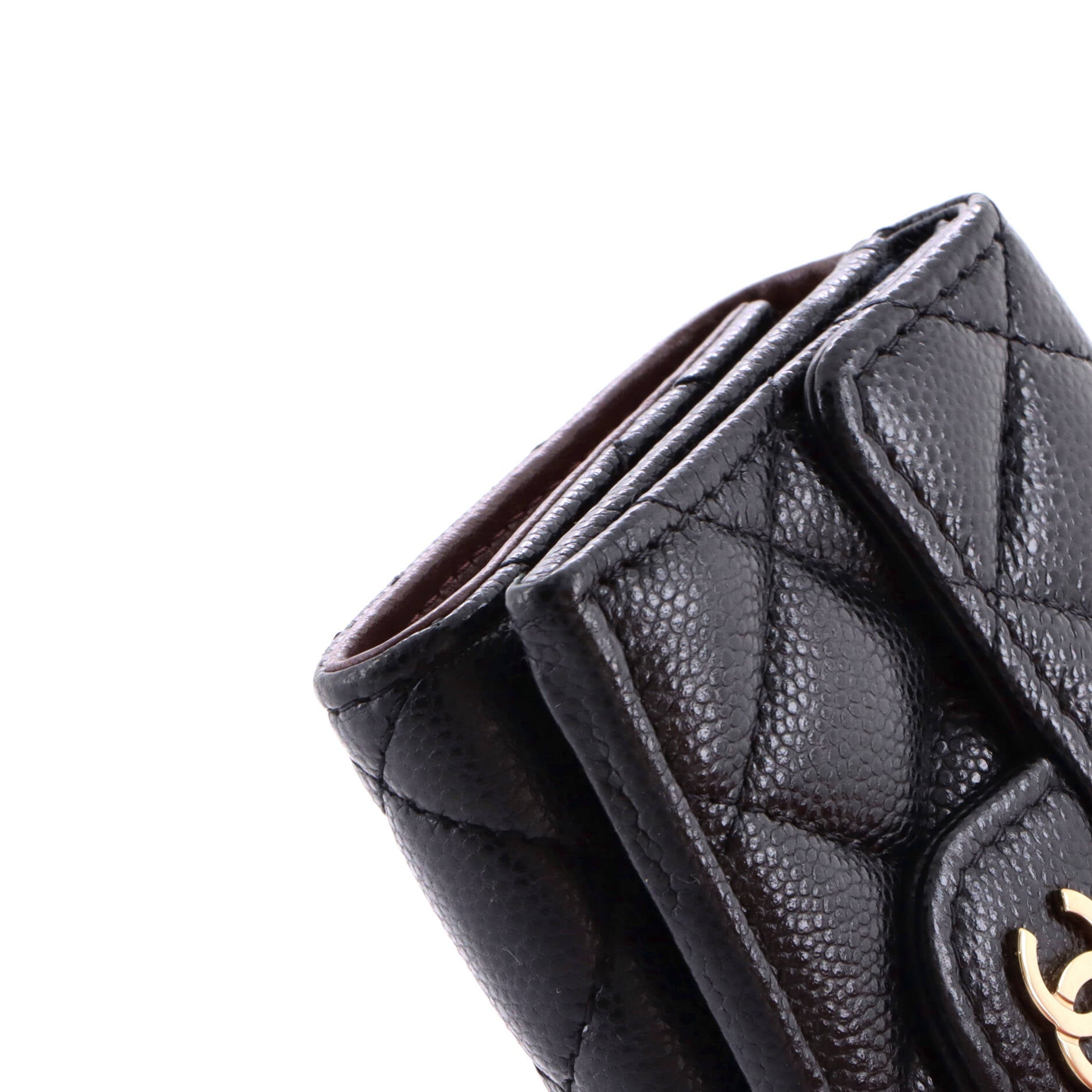 Trifold Classic Flap Wallet Quilted Caviar Small