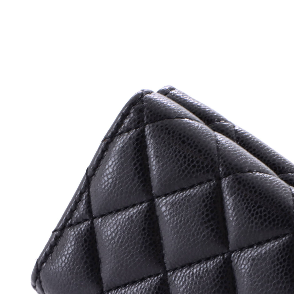 Trifold Classic Flap Wallet Quilted Caviar Small