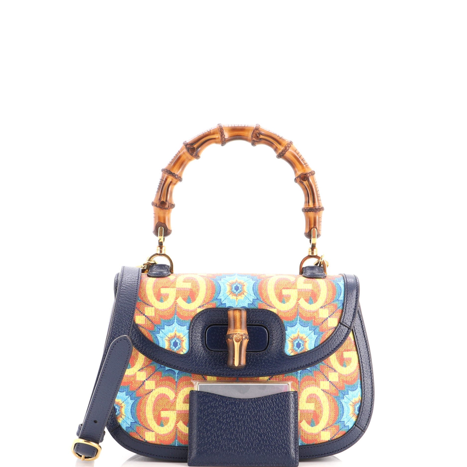 Bamboo 1947 Top Handle Bag Kaleidoscope Print GG Coated Canvas Medium