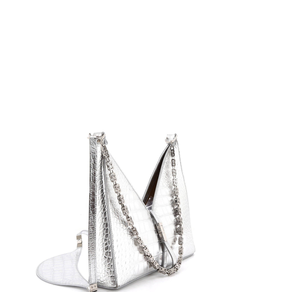 Cut Out Shoulder Bag Crocodile Embossed Leather Small