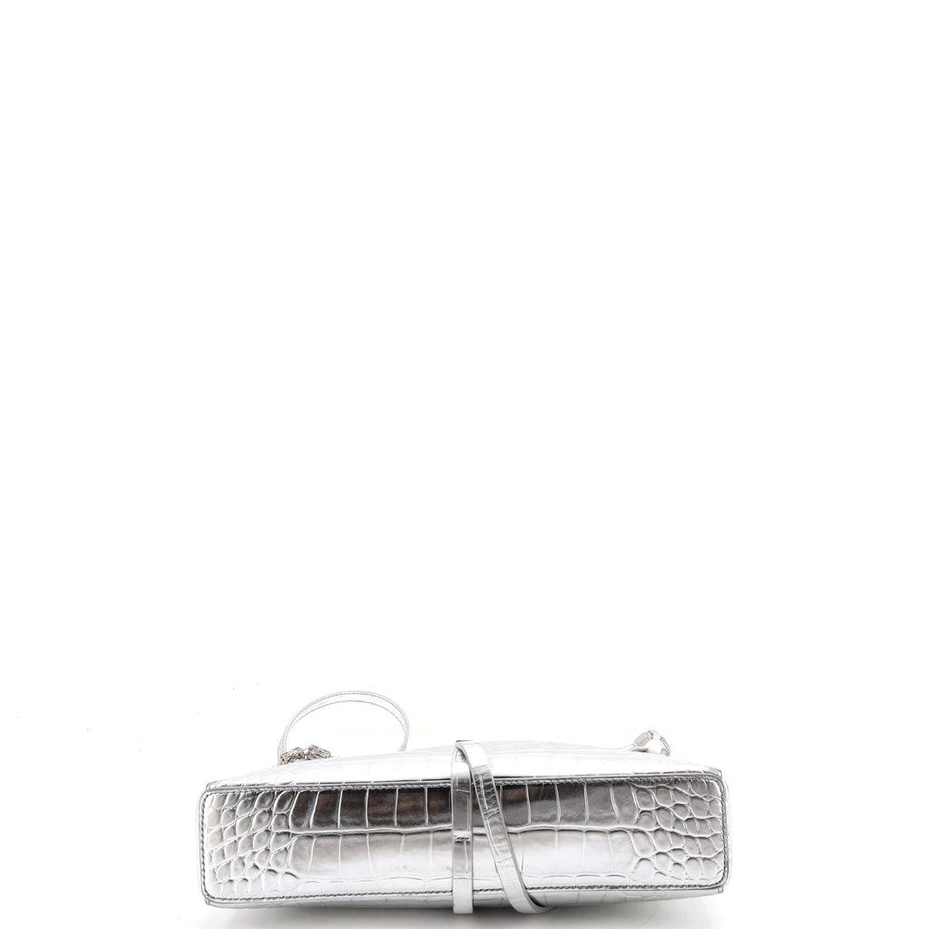 Cut Out Shoulder Bag Crocodile Embossed Leather Small