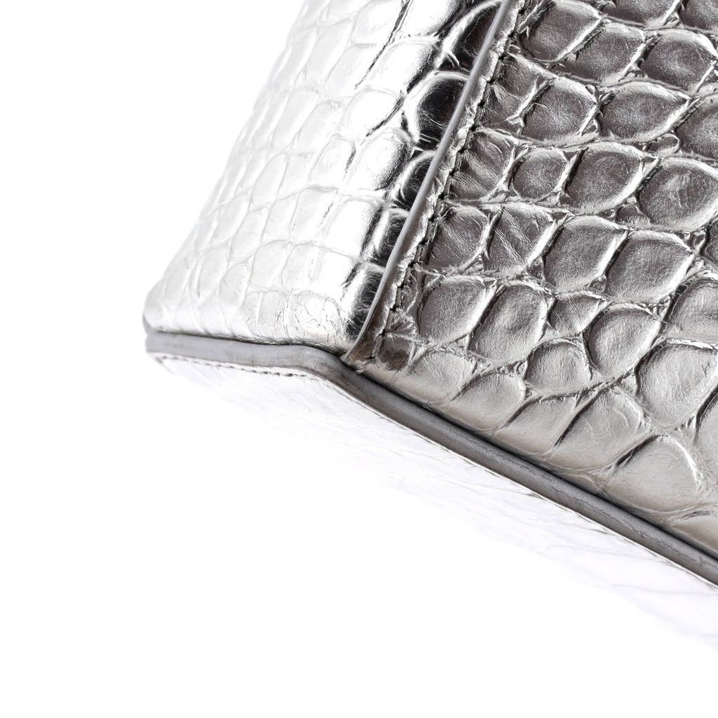 Cut Out Shoulder Bag Crocodile Embossed Leather Small