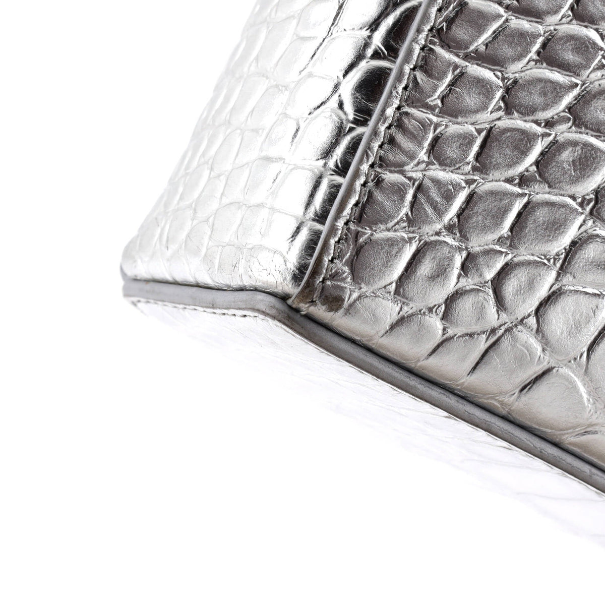 Cut Out Shoulder Bag Crocodile Embossed Leather Small