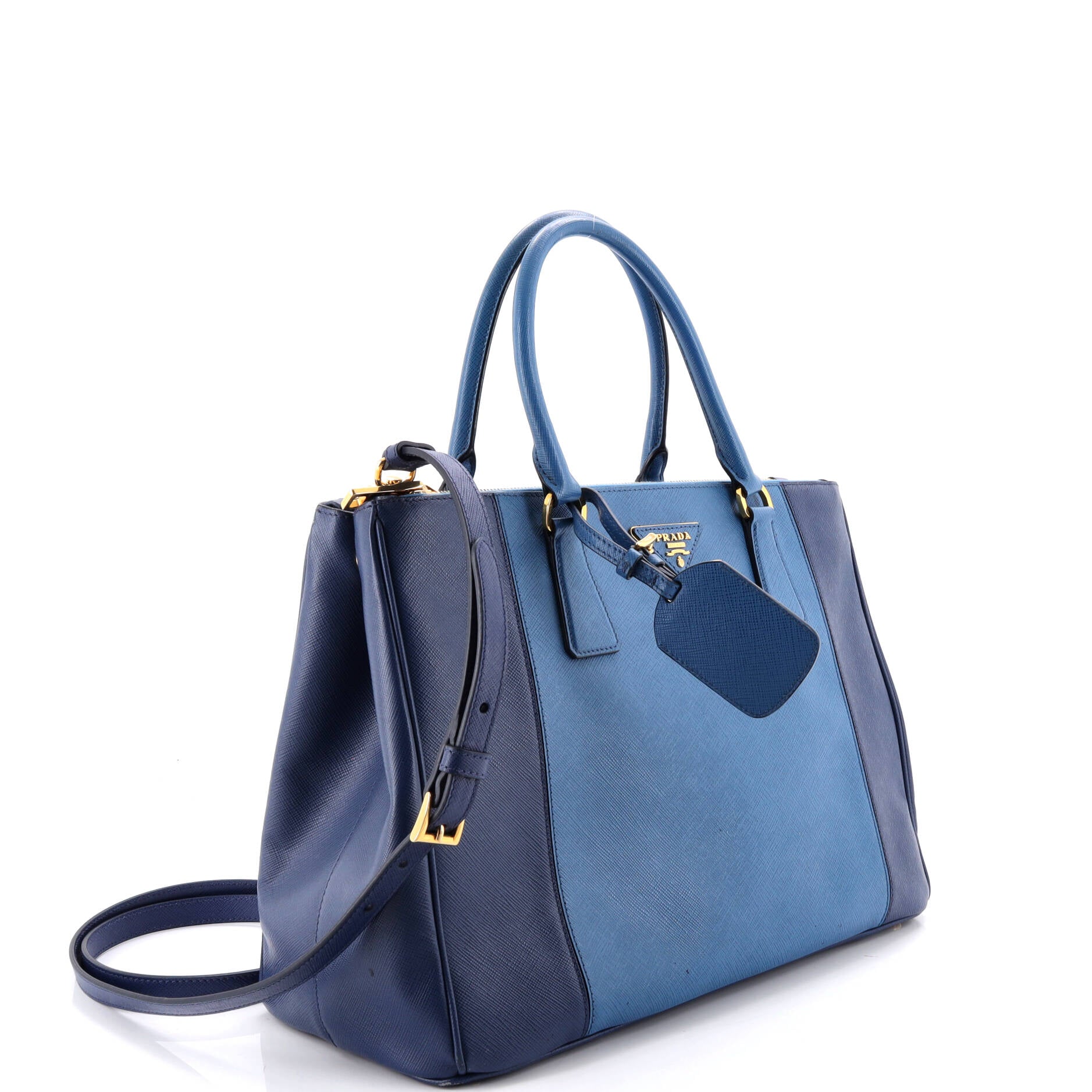 Bicolor Double Zip Lux Tote Saffiano Leather Medium