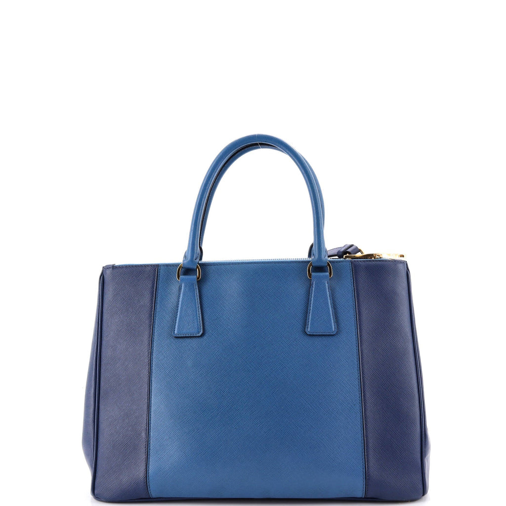 Bicolor Double Zip Lux Tote Saffiano Leather Medium