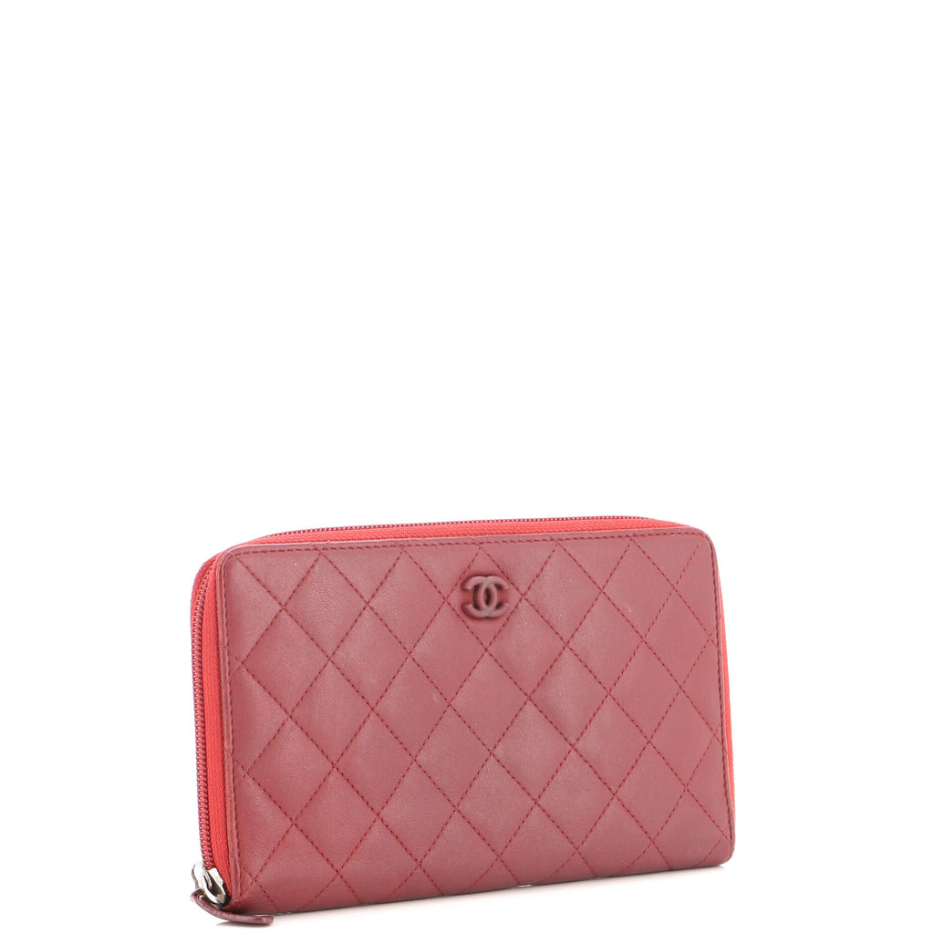 Zip Around Organizer Wallet Quilted Lambskin Large