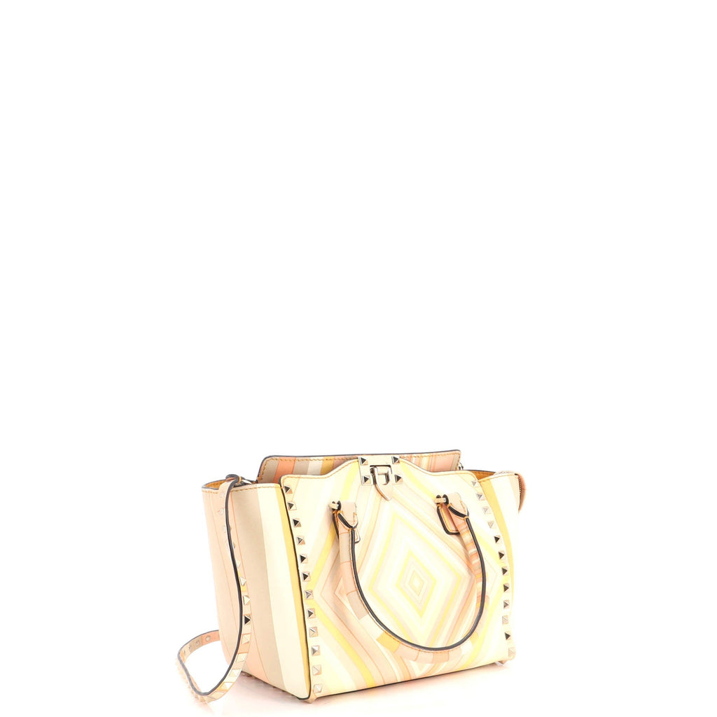 1975 Rockstud Tote Striped Leather Small