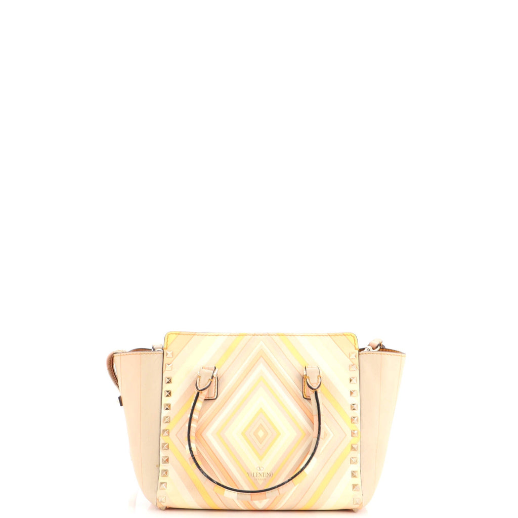 1975 Rockstud Tote Striped Leather Small