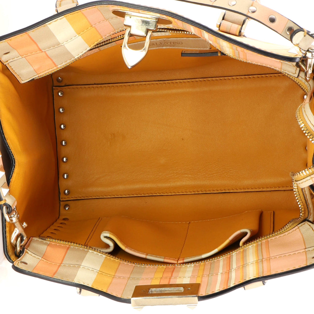 1975 Rockstud Tote Striped Leather Small