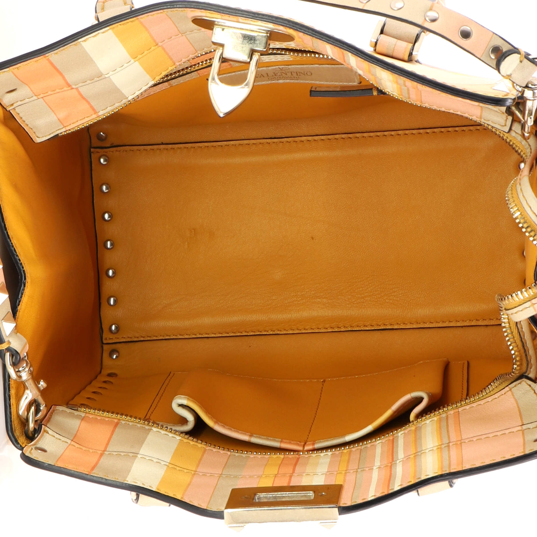 1975 Rockstud Tote Striped Leather Small