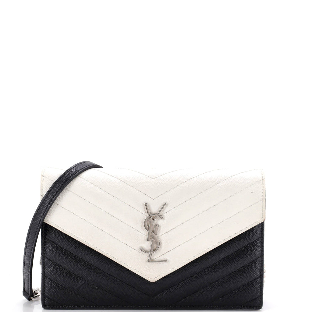 Classic Monogram Wallet on Chain Matelasse Chevron Leather Small