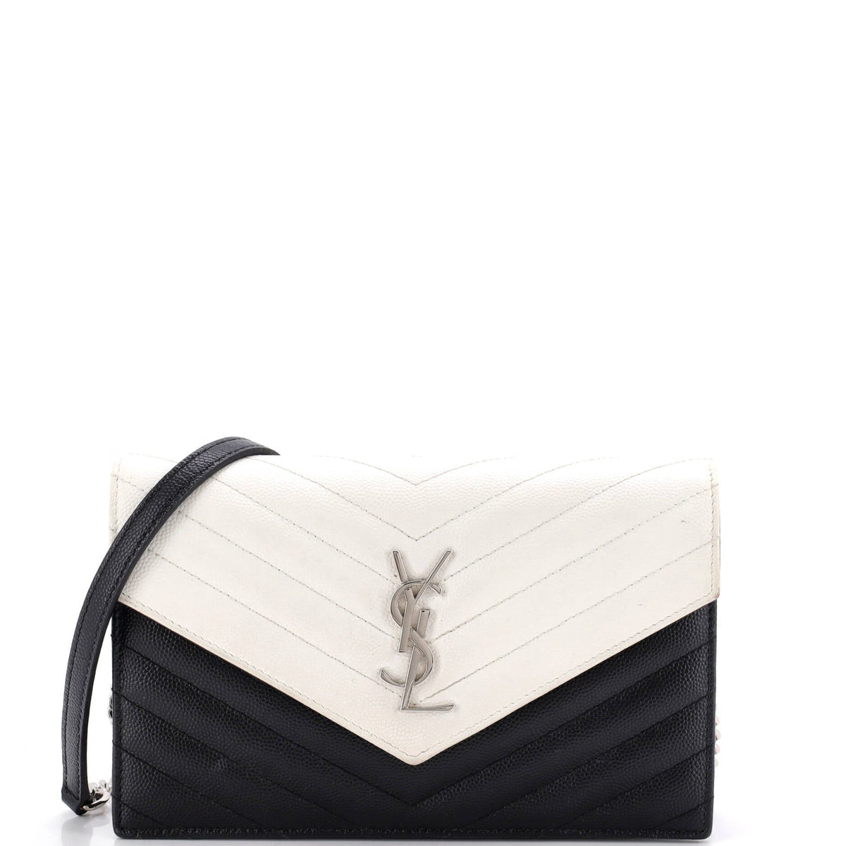 Classic Monogram Wallet on Chain Matelasse Chevron Leather Small