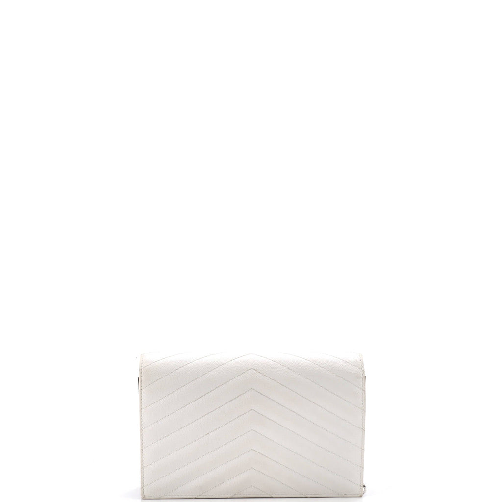 Classic Monogram Wallet on Chain Matelasse Chevron Leather Small