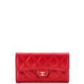 CC Gusset Classic Flap Wallet Quilted Caviar Medium