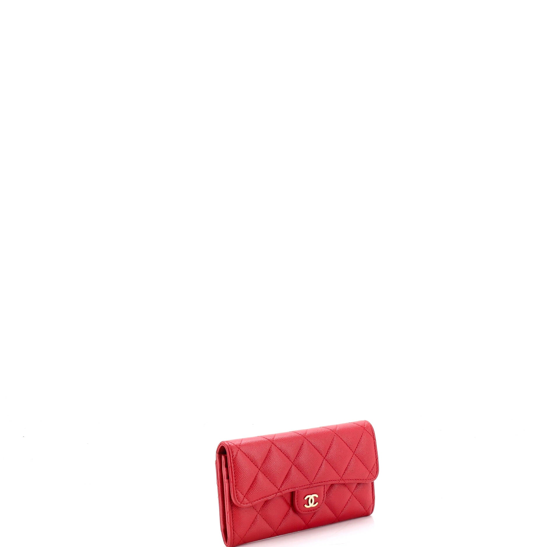 CC Gusset Classic Flap Wallet Quilted Caviar Medium