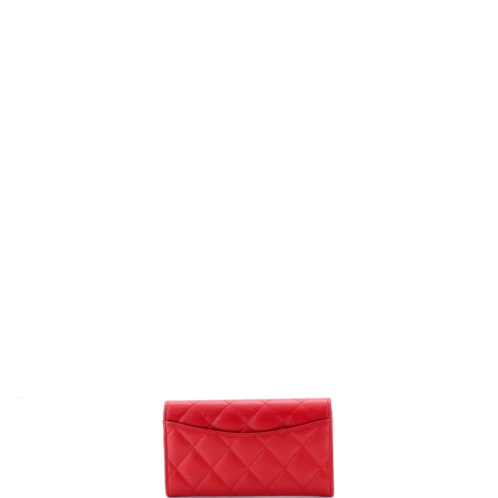 CC Gusset Classic Flap Wallet Quilted Caviar Medium