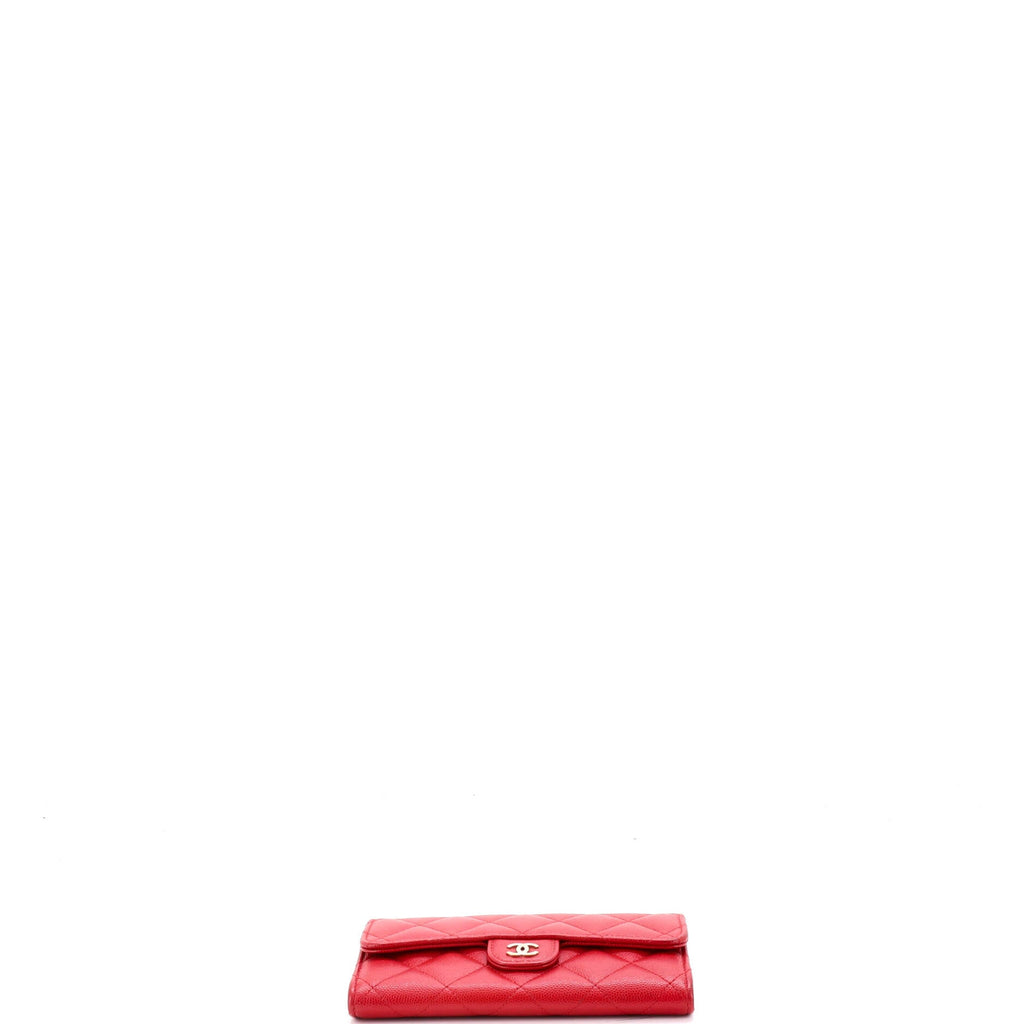 CC Gusset Classic Flap Wallet Quilted Caviar Medium